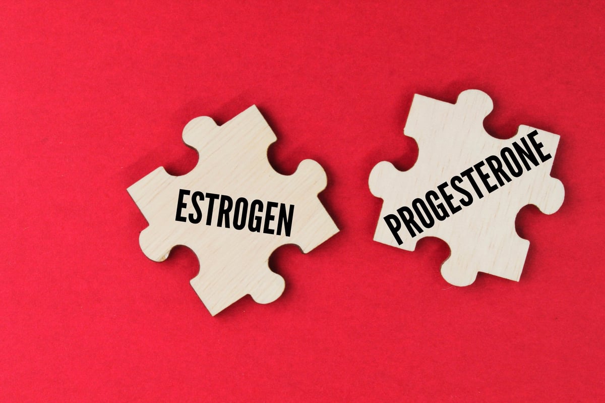 Educational illustration of female hormones and menopause