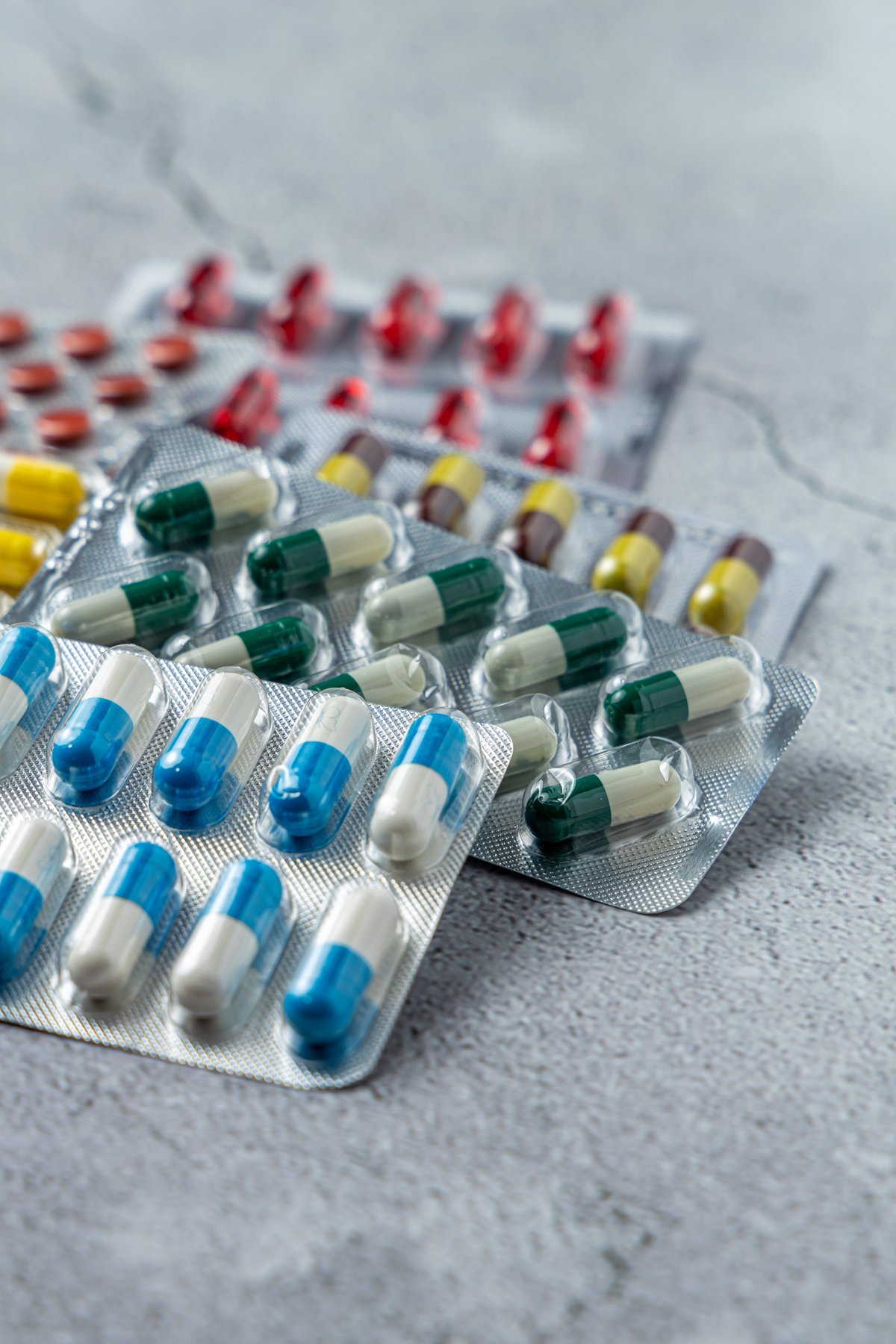Variety of medicines and drugs. Medicine and healthcare concept. Pill for the prescription and treatment various diseases