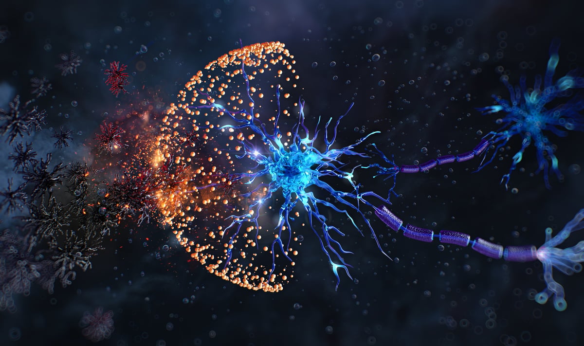 Neuron neuroprotection: GLP-1 molecular barrier shielding nerve cell, neuroscience and Parkinson's disease therapy concept